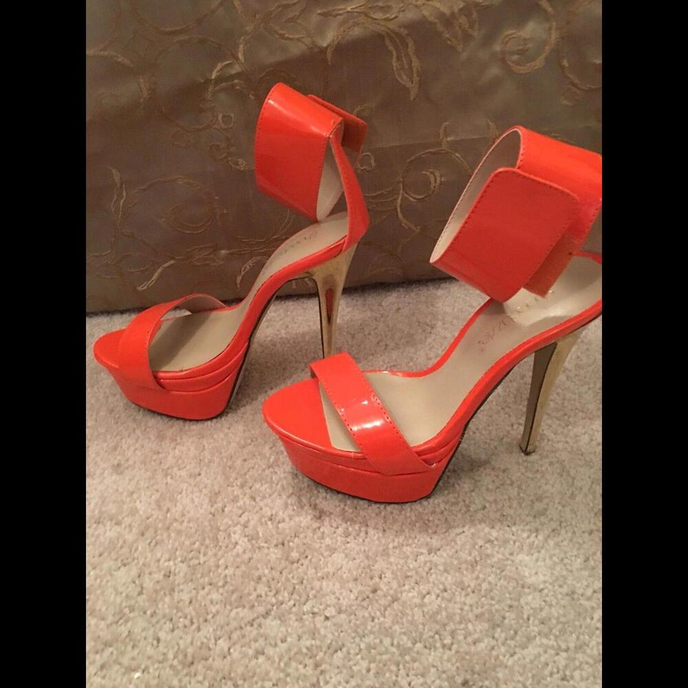 😎🧡Orange Shoedazzle 5.5 High Heels - Ankle Strap Shoes - Picture 5 of 12